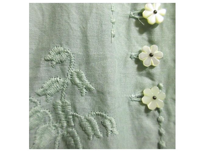Autre Marque Ingeborg Langkleid mit Maiglöckchen-Stickerei Grün - Ansicht 2