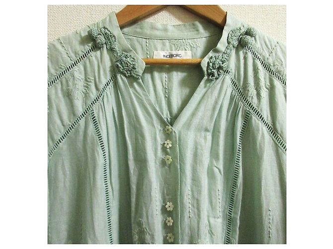 Autre Marque Ingeborg Langkleid mit Maiglöckchen-Stickerei Grün - Ansicht 5