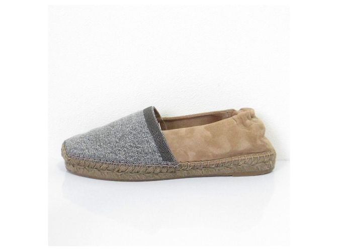 Autre Marque Brunello Cucinelli Monile Espadrille Slip-on Sneaker in scamoscio Marrone - vista 2