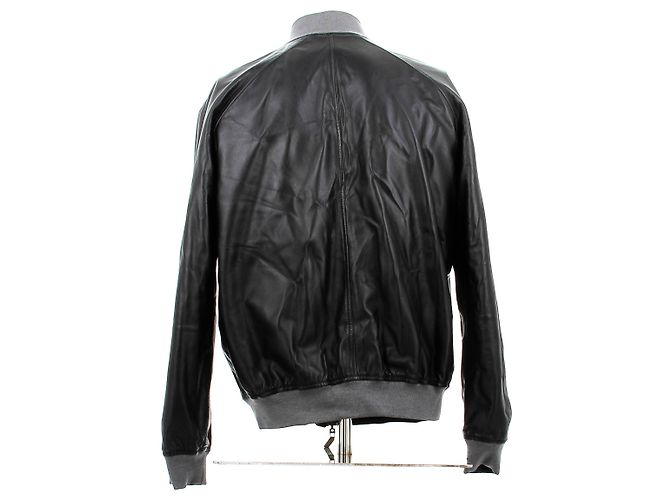 Berluti Veste réversible en daim kaki et cuir noir - vue 3