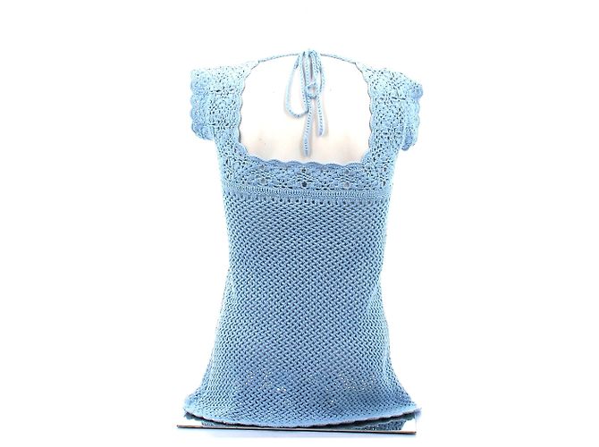Autre Marque Minivestido Eloise de crochet Azul - vista 2