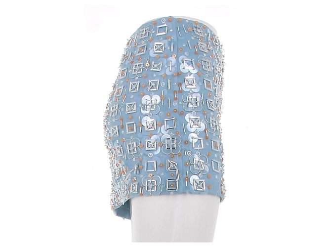 Autre Marque Falda azul con lentejuelas naranjas - vista 3