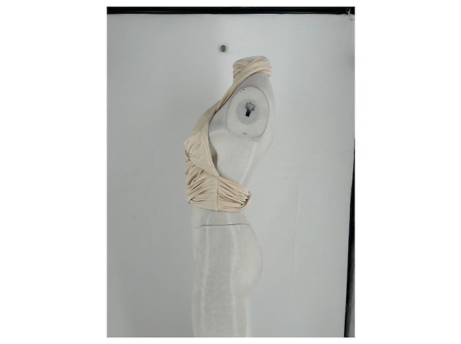 Autre Marque Top drapeado con lazo frontal CHERIE Beige - vista 4