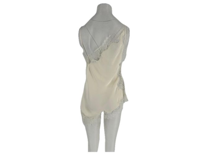 Mango Top de satén de encaje asimétrico Beige - vista 2