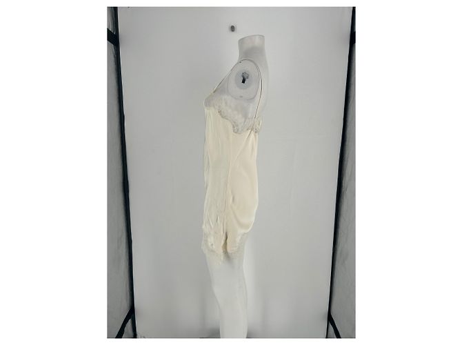 Mango Top de satén de encaje asimétrico Beige - vista 3