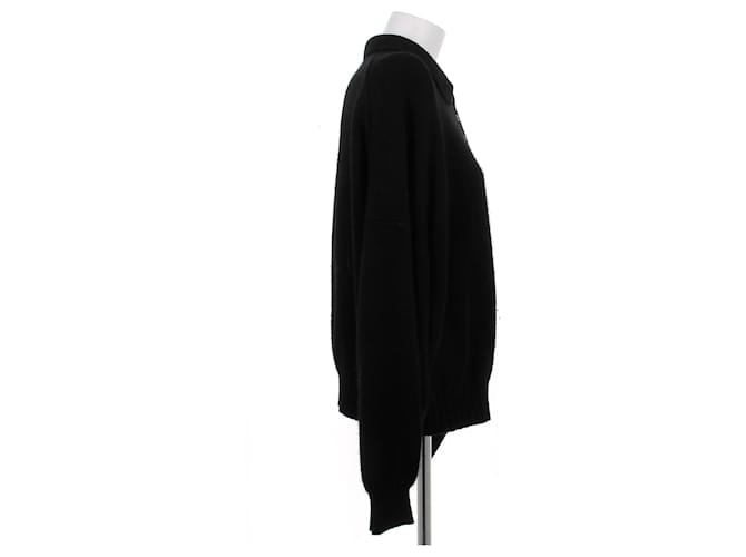 Autre Marque Schwarzer Pullover mit Knopfloch - Ansicht 3