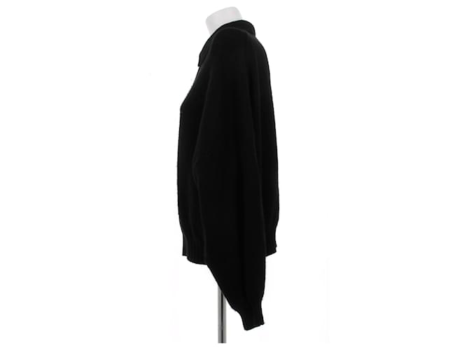 Autre Marque Schwarzer Pullover mit Knopfloch - Ansicht 4