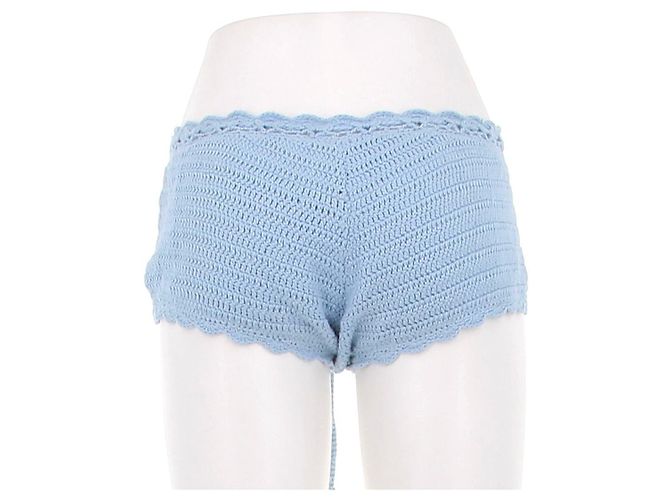 Autre Marque Short Genevieve em crochê Azul - vista 2