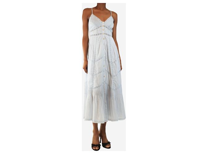 Autre Marque Hellblaues Baumwoll-Sommerkleid mit Spitzenbesatz - Größe XXS - Ansicht 3