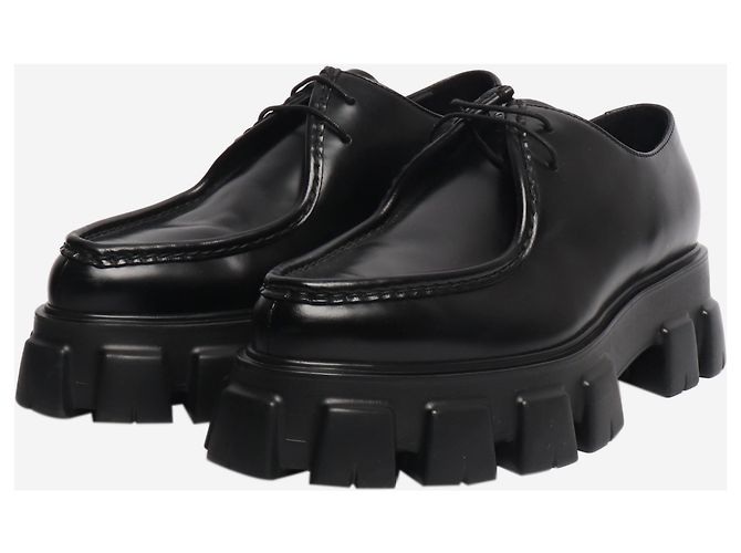 Prada Schwarze Schnürschuhe mit Plateau - Größe UK 8 - Ansicht 2
