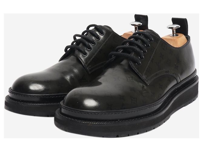 Louis Vuitton Scarpe stringate monogramma verde - taglia UK 7.5 - vista 2