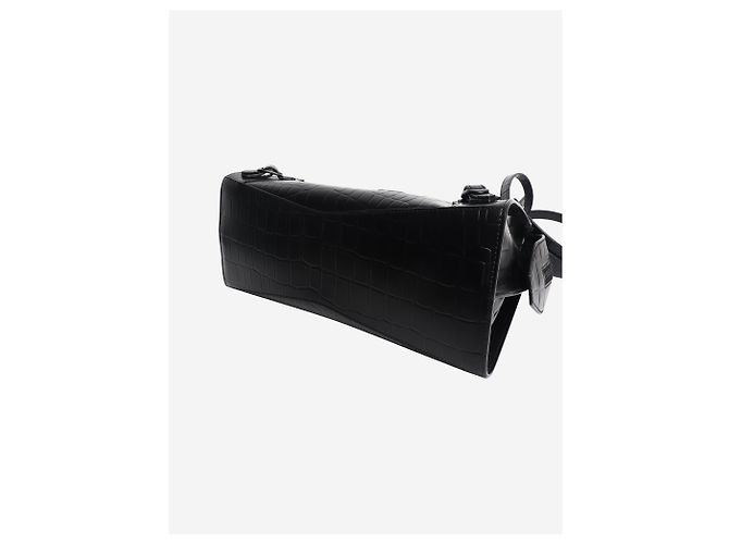 Balenciaga Borsa neo city in pelle con stampa coccodrillo nera - vista 5