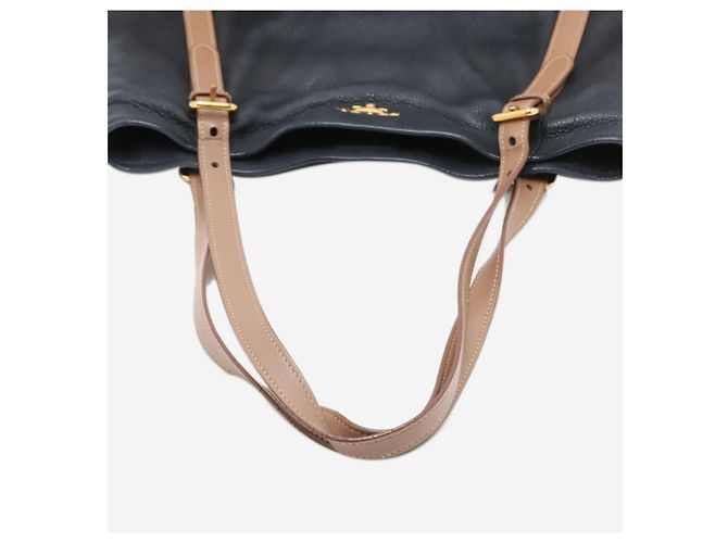 Prada Navy Vitello Daino Leder Tote Bag Marineblau - Ansicht 13