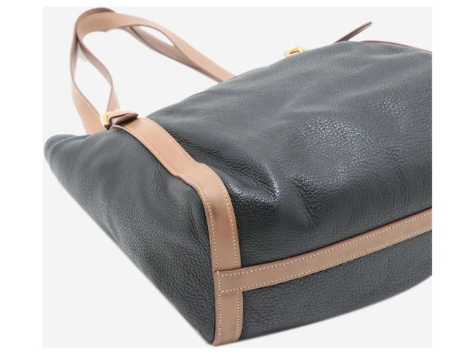 Prada Navy Vitello Daino Leder Tote Bag Marineblau - Ansicht 4
