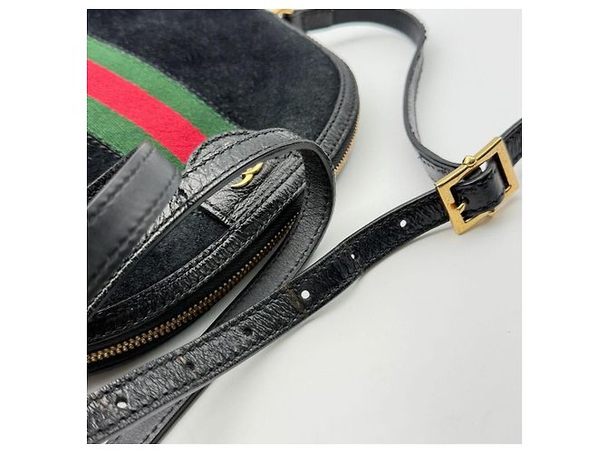 Gucci Borsa a tracolla Ophidia in scamosciato nero - vista 4
