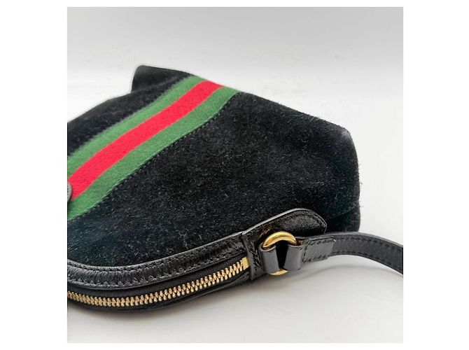 Gucci Borsa a tracolla Ophidia in scamosciato nero - vista 8