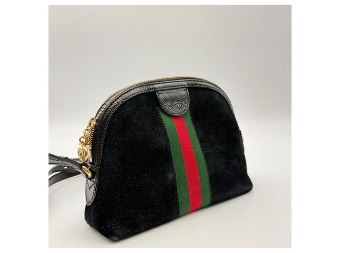 Gucci Borsa a tracolla Ophidia in scamosciato nero - vista 9