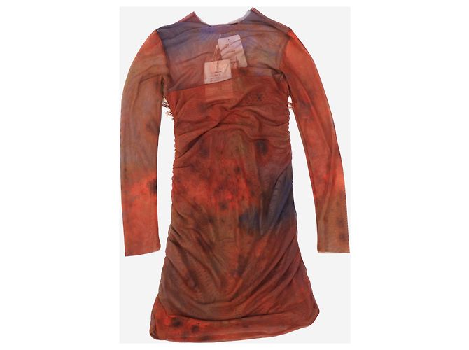 Autre Marque Gerafftes Mini-Kleid in Rostfarbe - Größe S - Ansicht 2