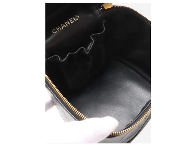 Chanel Borsa Vanity vintage 2000 Coco Mark in cavalluccio nero - vista 7