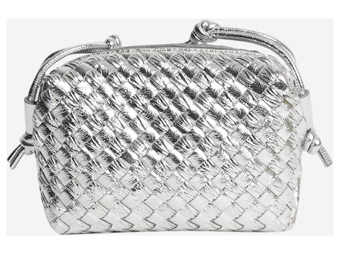 Bottega Veneta Mini borsa loop Intrecciato argento - vista 3