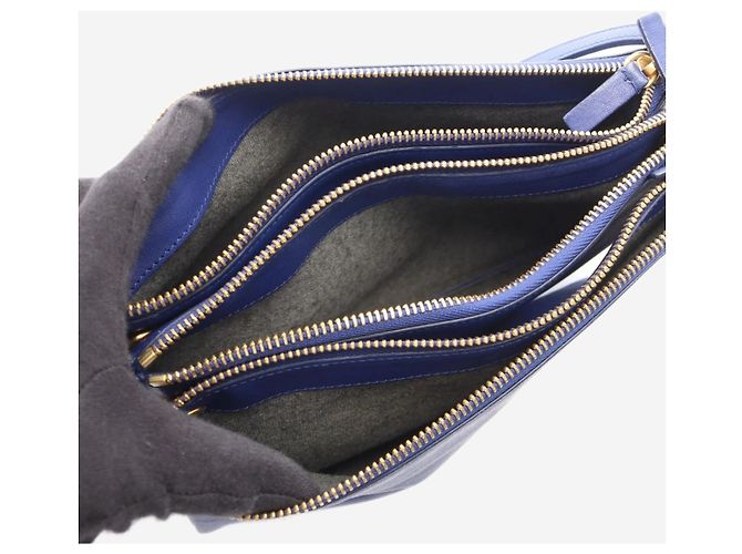 Céline Blue Trio Lederschultertasche Blau - Ansicht 3