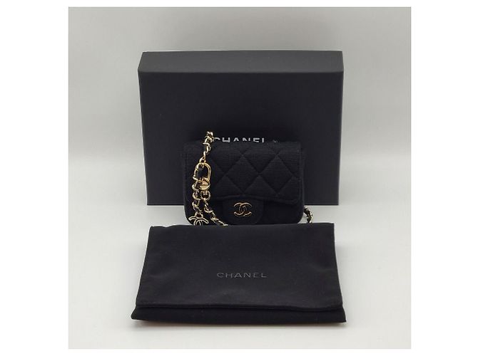 Chanel Mini Borsa a Catena Nera con Hardware Dorato Nero - vista 11