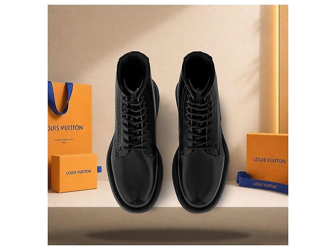 Louis Vuitton Stivali combat Bastille Black Nero - vista 4