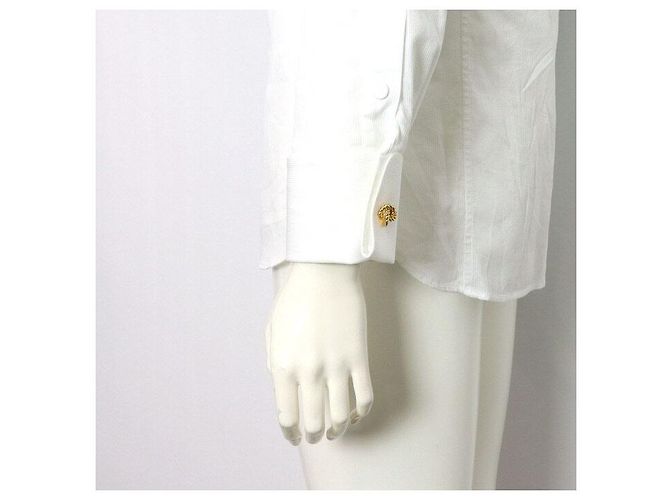 Gucci Camisa de algodão branco com laço no pescoço para mulher - vista 3