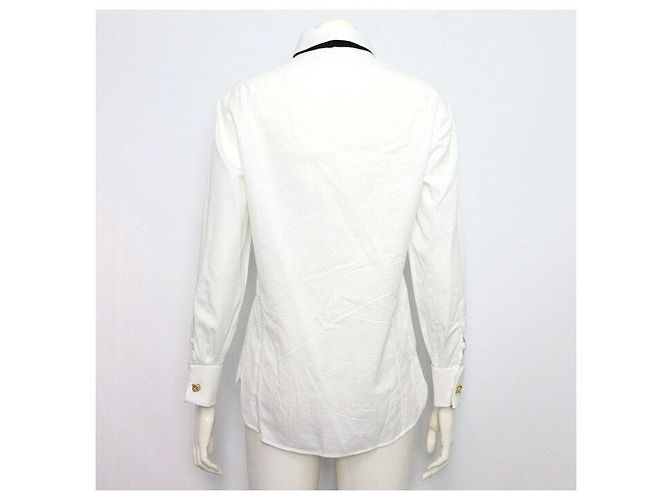 Gucci Camisa de algodão branco com laço no pescoço para mulher - vista 4