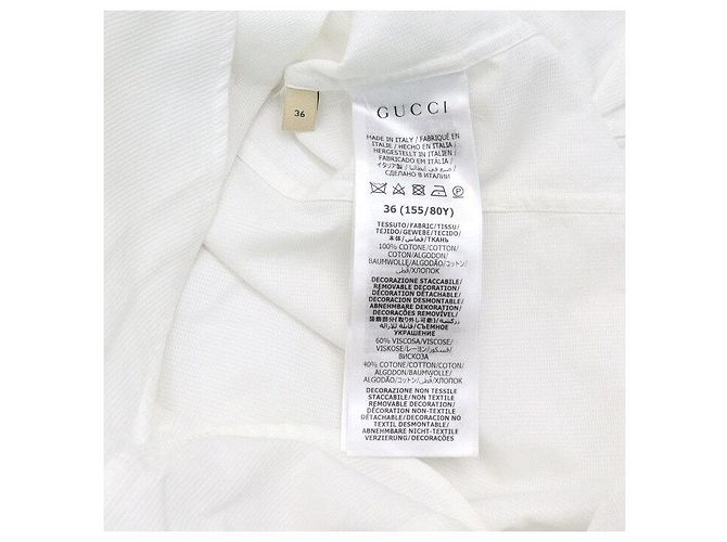 Gucci Camisa de algodão branco com laço no pescoço para mulher - vista 6