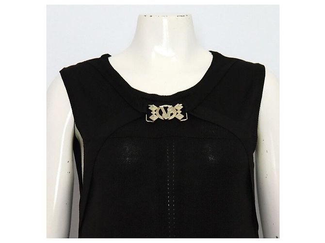 Versace Abito in nylon nero con accenti dorati - vista 2