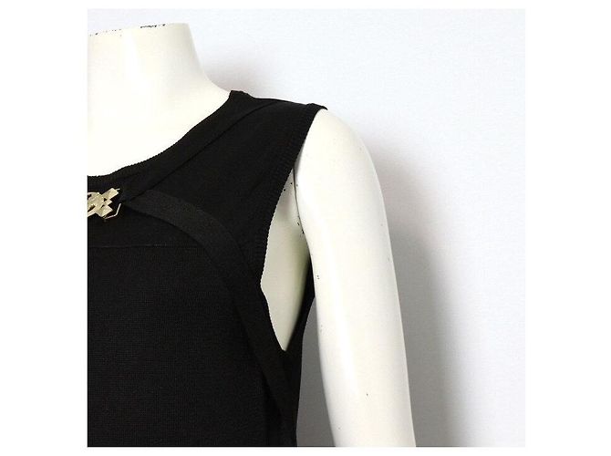 Versace Abito in nylon nero con accenti dorati - vista 3