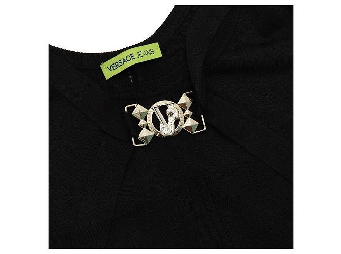 Versace Abito in nylon nero con accenti dorati - vista 6