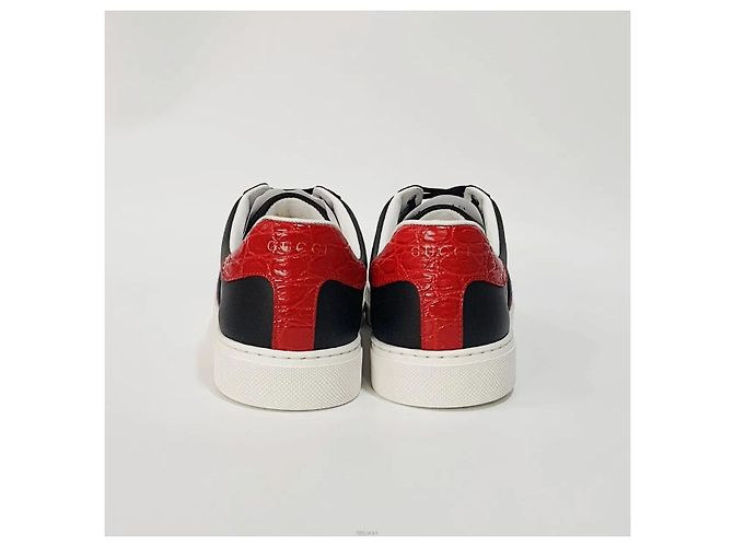 Gucci Sneakers Ace Square Web in pelle nera Nero - vista 5