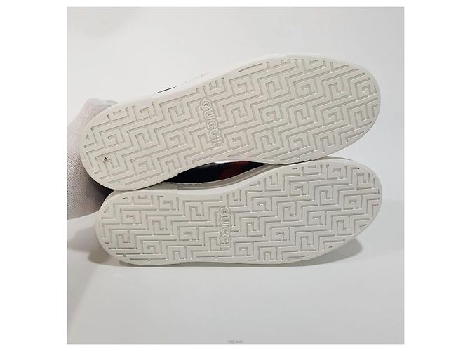 Gucci Sneakers Ace Square Web in pelle nera Nero - vista 7