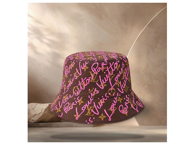 Louis Vuitton Sombrero Bucket Script Rosa - vista 3