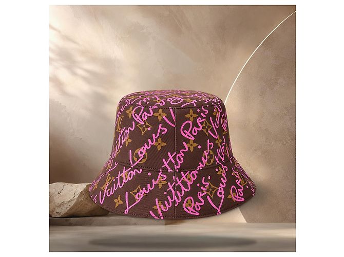 Louis Vuitton Sombrero Bucket Script Rosa - vista 4