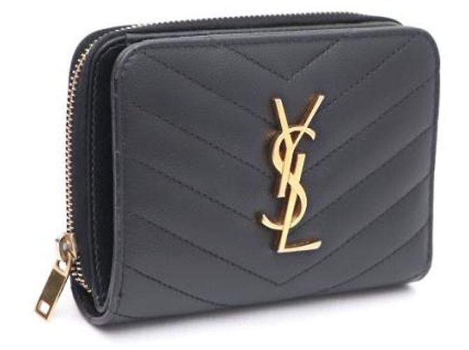 Saint Laurent Cartera Compacta con Cremallera Monogram Negro - vista 10
