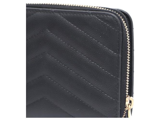 Saint Laurent Cartera Compacta con Cremallera Monogram Negro - vista 12