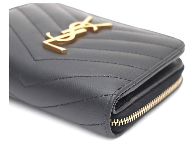 Saint Laurent Cartera Compacta con Cremallera Monogram Negro - vista 13
