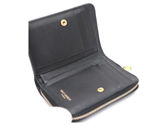 Saint Laurent Cartera Compacta con Cremallera Monogram Negro - vista 15