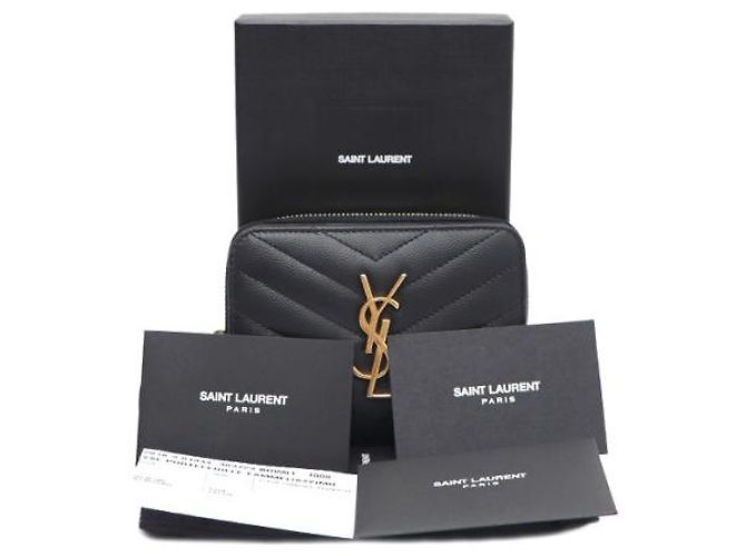 Saint Laurent Cartera Compacta con Cremallera Monogram Negro - vista 16