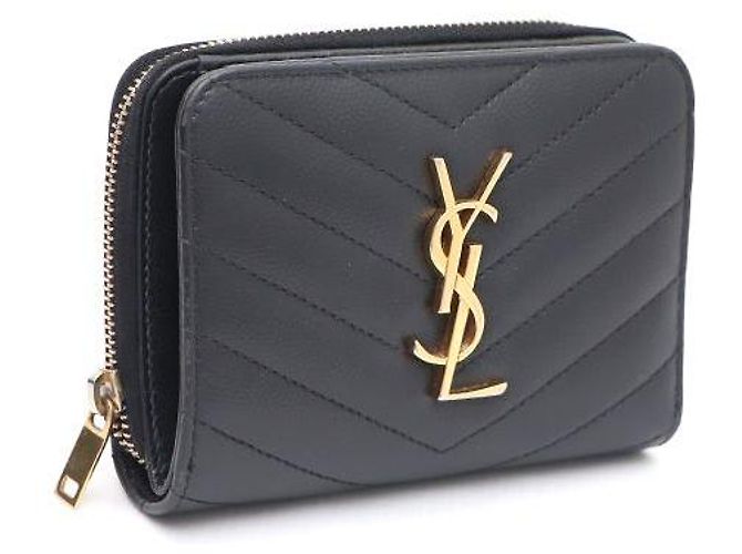 Saint Laurent Cartera Compacta con Cremallera Monogram Negro - vista 2