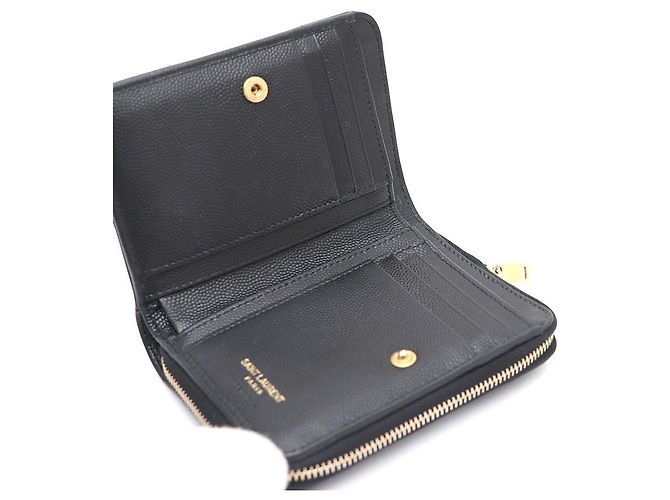 Saint Laurent Cartera Compacta con Cremallera Monogram Negro - vista 7