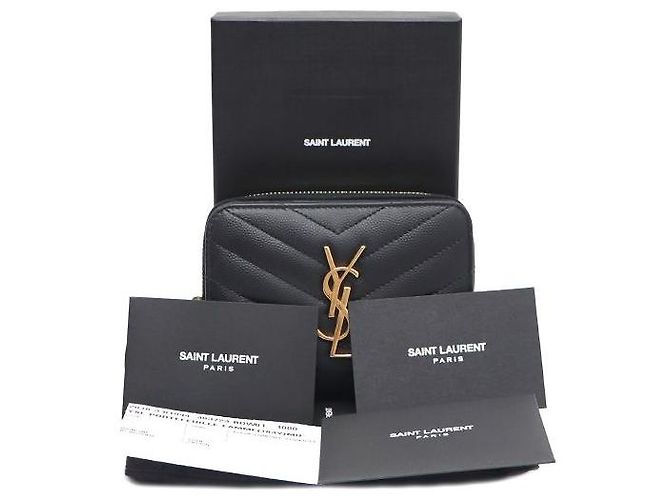 Saint Laurent Cartera Compacta con Cremallera Monogram Negro - vista 8