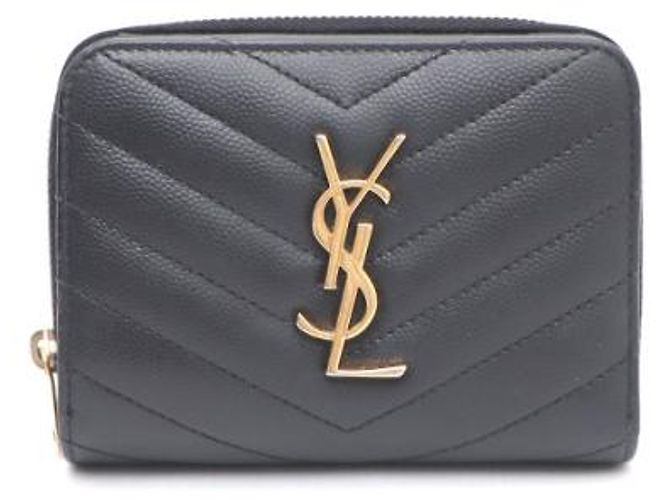 Saint Laurent Cartera Compacta con Cremallera Monogram Negro - vista 9