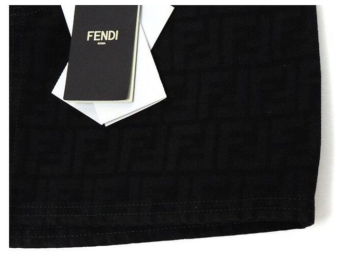 Fendi Minigonna in denim con logo FF nero - vista 3