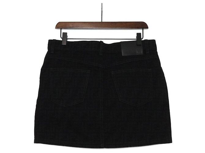 Fendi Minigonna in denim con logo FF nero - vista 4