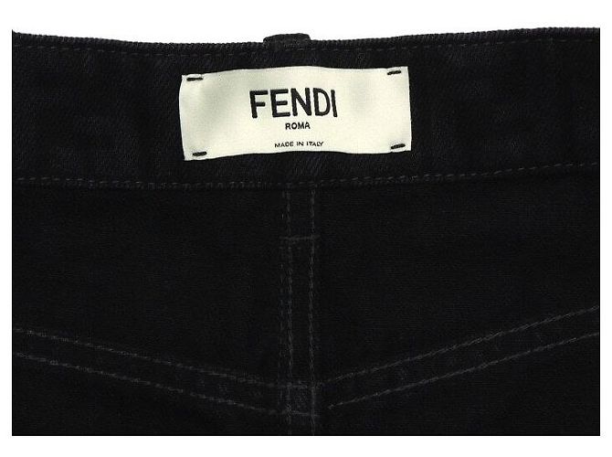 Fendi Minigonna in denim con logo FF nero - vista 5