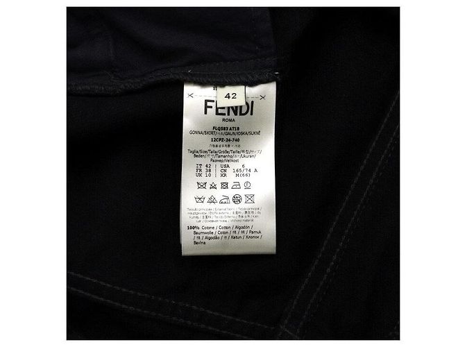 Fendi Minigonna in denim con logo FF nero - vista 6
